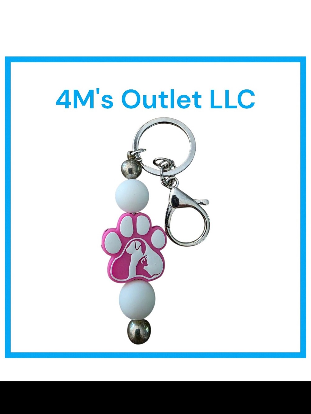 Pink Paw Print Dog Keychain Clip